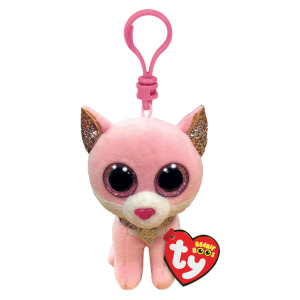 TY Beanie Boos Fiona Χνουδωτό Μπρελόκ Γατούλα Ροζ 8.5εκ